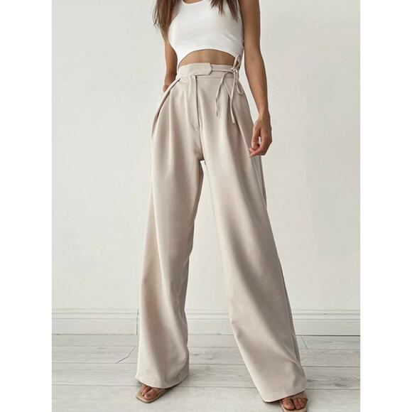Commense Pants - Palazzo Tied Wide Leg Dress Pants Commense S